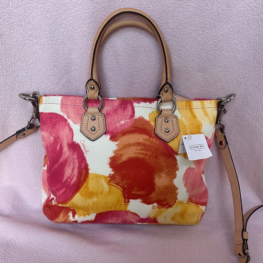Coach Ashley Floral Print Mini Tote F21909 Leather Crossbody Strap RARE FIND - Picture 4 of 16